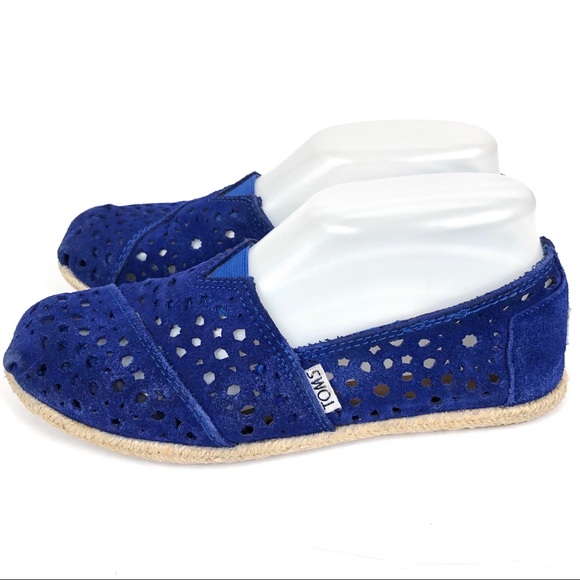 TOMS Suede Slip-On Perforated Espadrille Flats 6.5 - Picture 8 of 8